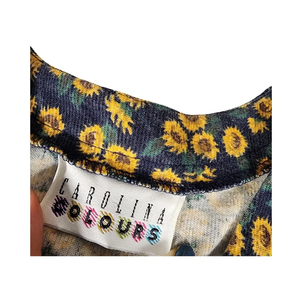 Vintage Carolina Colours Sunflower Print Button Front Vest y2k Floral L/XL‎